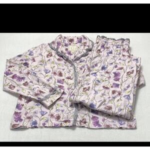 Victoria Secret Lilac Floral Cotton Silk Trim Pajama Set XL Comfy VTG
